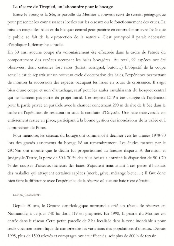 Version 2 du texte explicatif proposé à la presse