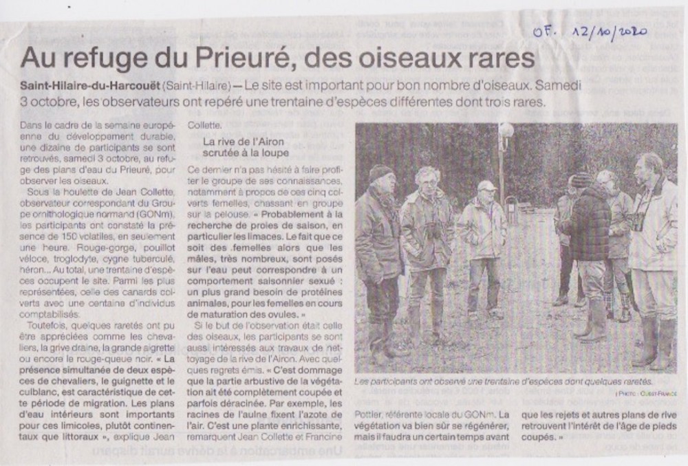 202010- SAINT-HILAIRE-du-HARCOUET- coupes - OF.jpeg (252.45 Kio) Vu 7859 fois A droite, Th Grandguillot puis à sa gauche, Francine Pottier, les yeux et les oreilles du GONm à St Hilaire!