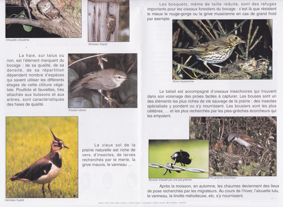 verso intérieur inférieur<br />Informations techniques : "Création : GONm- Photos : G. Moreau, J. Rivière, M. Saussey, J. Jean Baptiste, J. Collette- Impression: NII- Colombelles - 12769/03/04