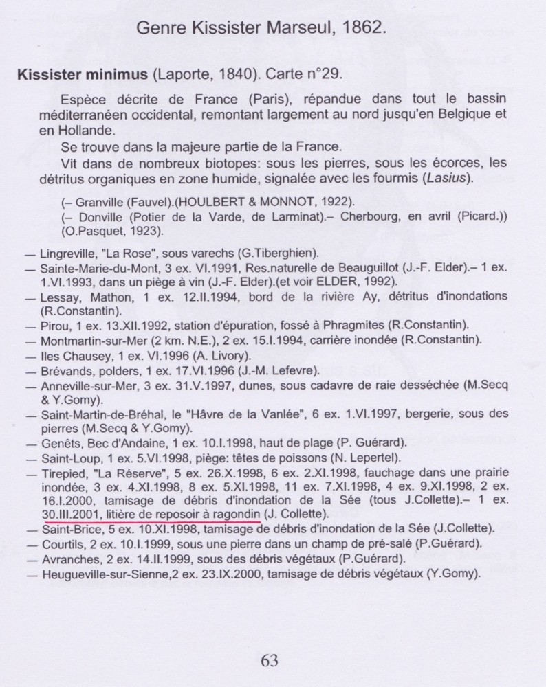 8- Histéridé plate forme.jpeg (361.71 Kio) Vu 8287 fois La plate forme du ragondin renferme des invertébrés comme ici un coléoptère histéridé (dét. Yves Gomy). Par contre, difficile de dire si ce prédateur est là parce que le flot de l'inondation l'y a amené ou s'il y chassait ses proies sur d'éventuelles crottes.