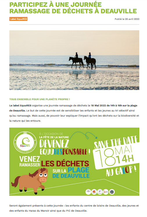 Extrait du site du label EquuRES de la filière cheval de Normandie