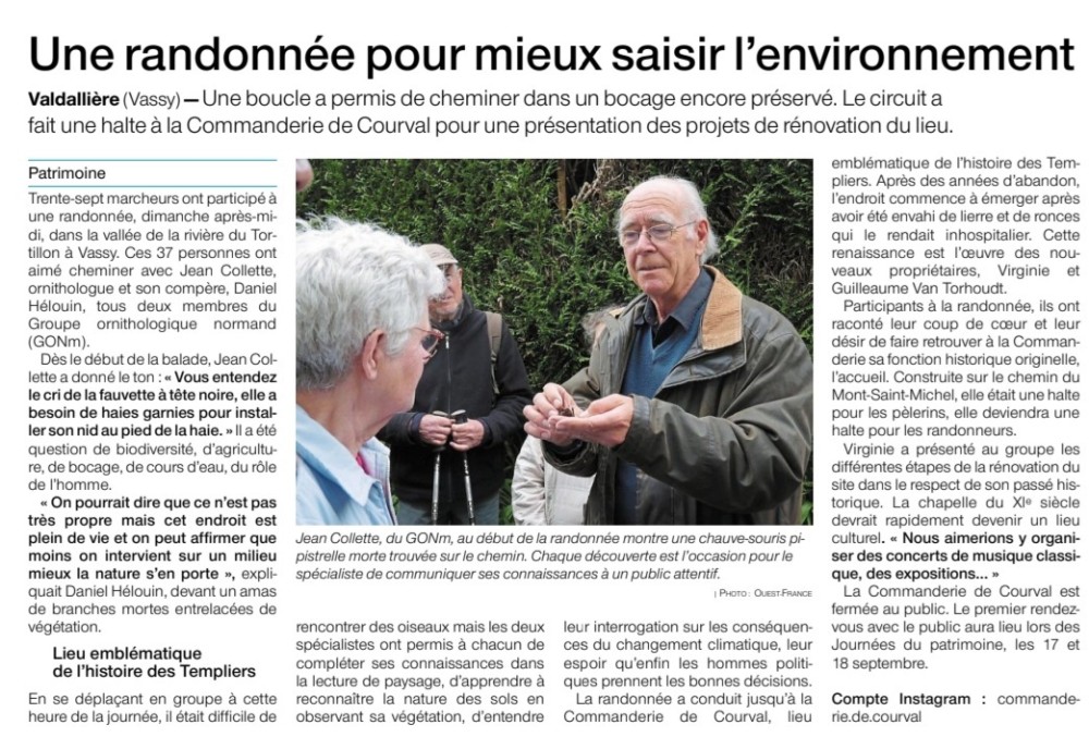 20220512-VASSY-animation OF - copie.jpg (354.04 Kio) Vu 3656 fois article du 12 mai 2022. La correspondante du quotidien a fait toute la sortie avec le groupe de 37 participants. Le rougequeue à front blanc et le coucou furent aussi de la sortie. Et peut-être un projet de refuge à la Commanderie.