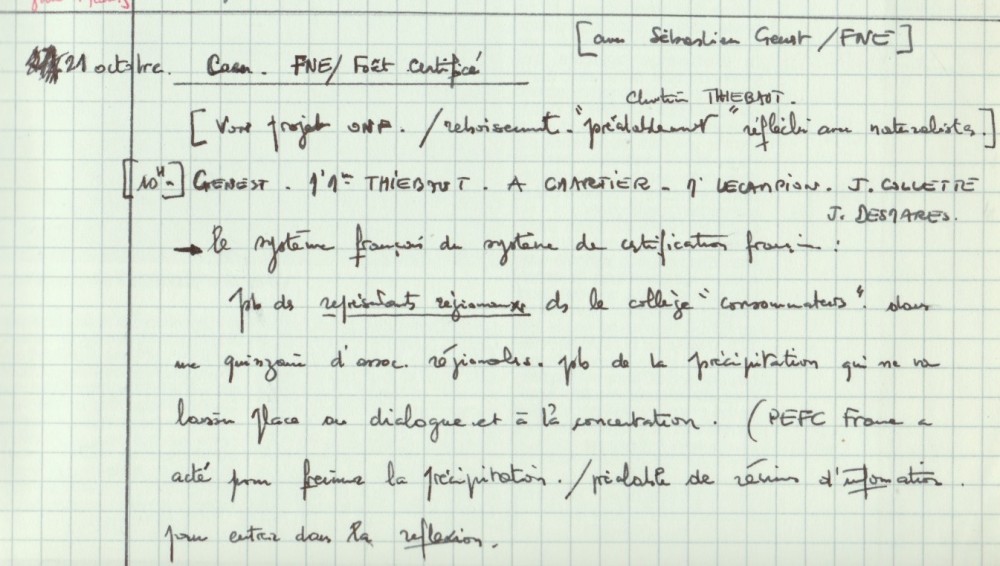 Première réunion tenue à CAEN le 21 octobre 2000 (archives JCo)