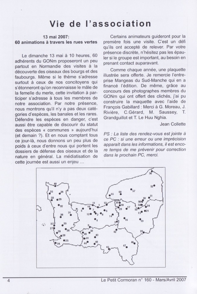 annonce de l'animation dans le numéro 160 du Petit Cormoran