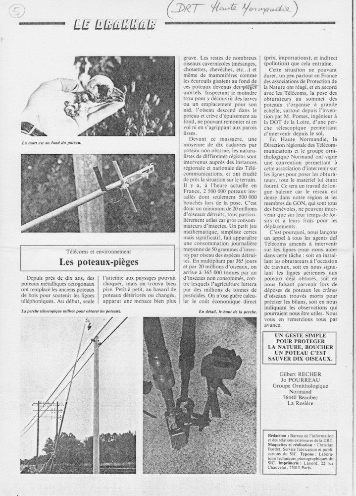 J.jpeg (475.26 Kio) Vu 11420 fois Article rédigé par deux adhérents du GONm, publié dans la revue de la direction régionale des télécoms.