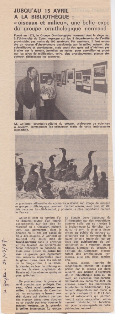 La Gazette de la Manche, édition du 27 mars 1987