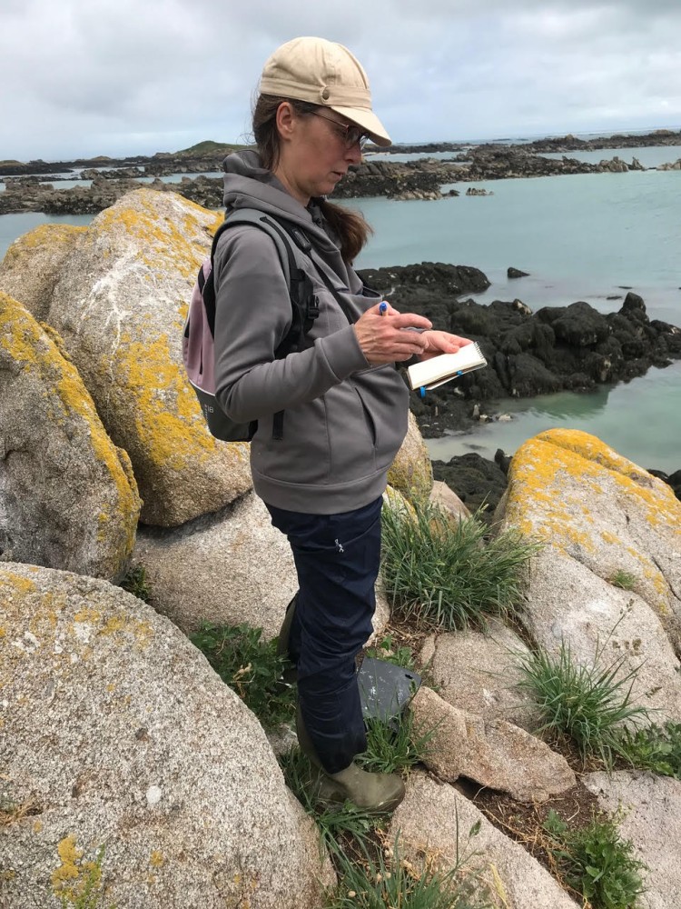 2022- Anaïs en surveillance à Chausey. photo Gérard Debout