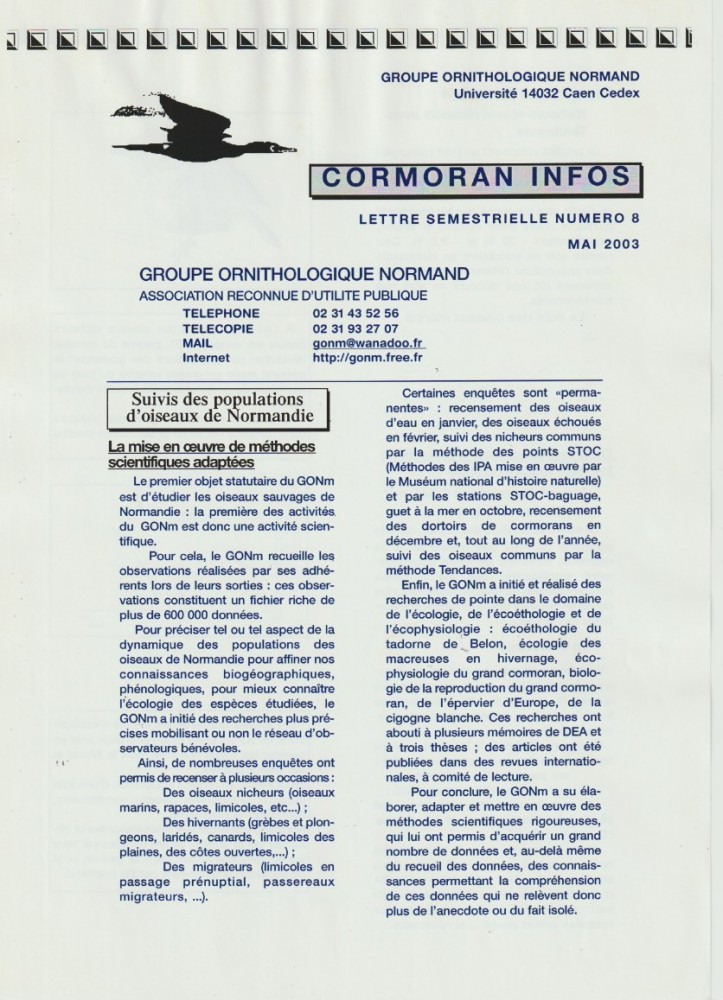 cormoran infos n°8 mai 2003 recto
