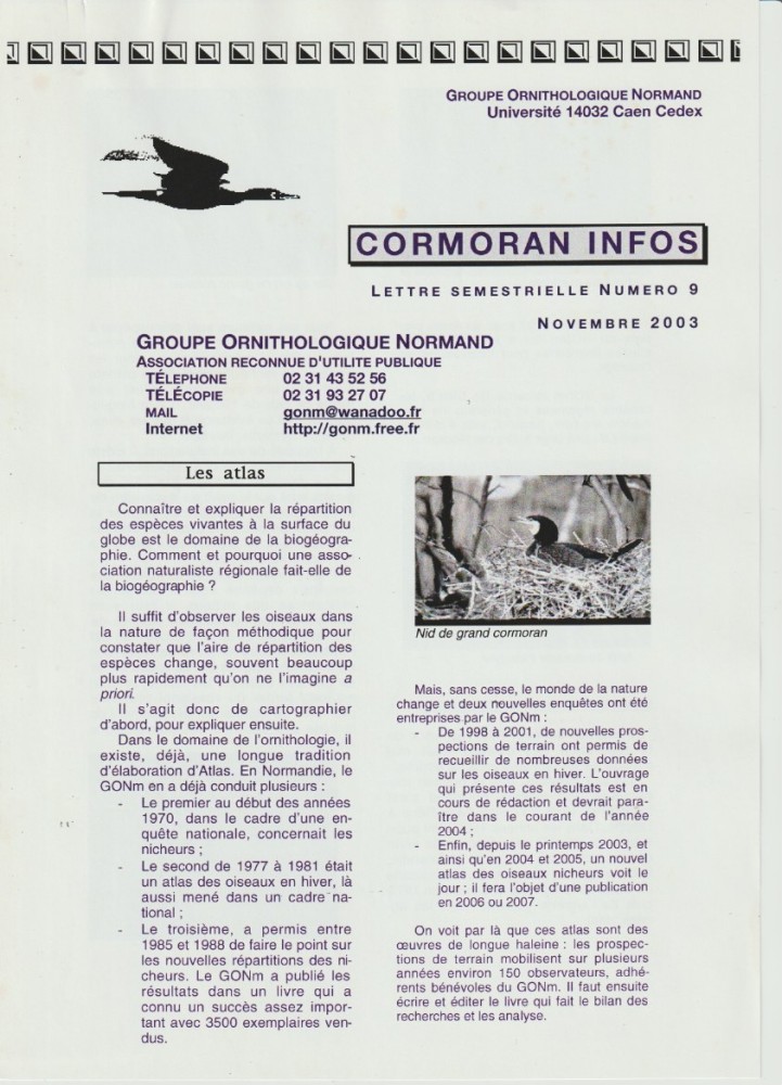 cormoran infos n°9 novembre 2003 recto