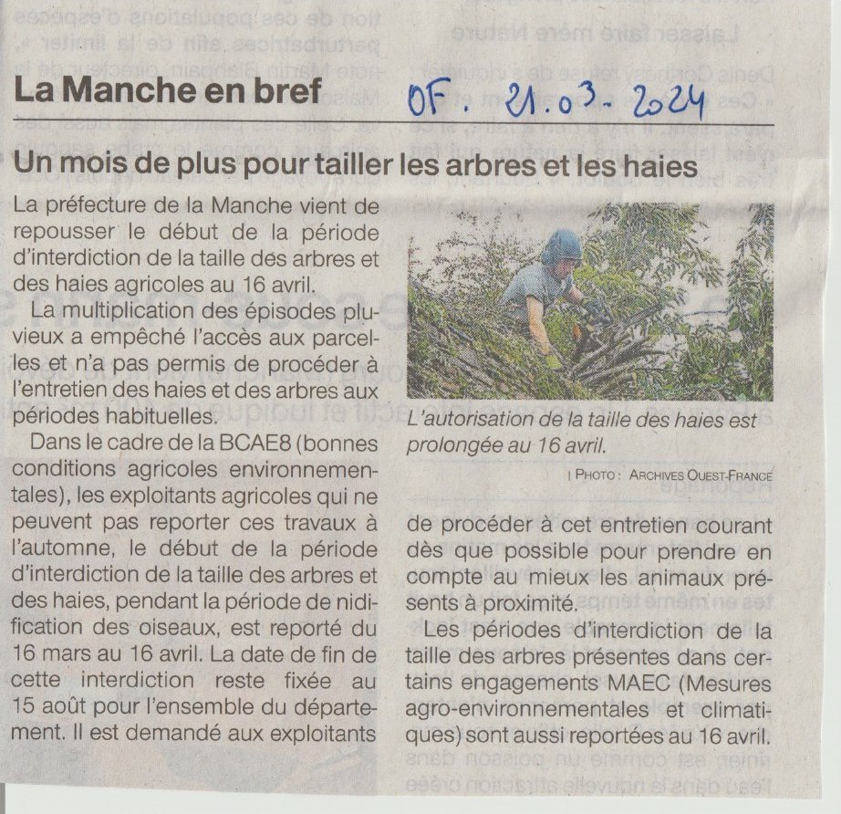 Ouest-France, édition Manche 21 mars 2024