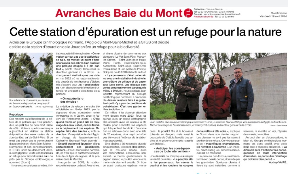 Ouest-France, édition du 19 avril 2024, Avranches. Journaliste présente.