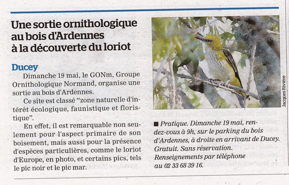 2024 mai sortie GONm La Manche Libre.jpg (371.19 Kio) Vu 8131 fois La Manche libre édition Avranches mai 2024. <br />Détail notable, le crédit photo est porté. Merci à Jacques Rivière, et à tous nos collègues photographes qui nous offrent leurs clichés pour répondre à la demande des journalistes quand nous sollicitons une publication.