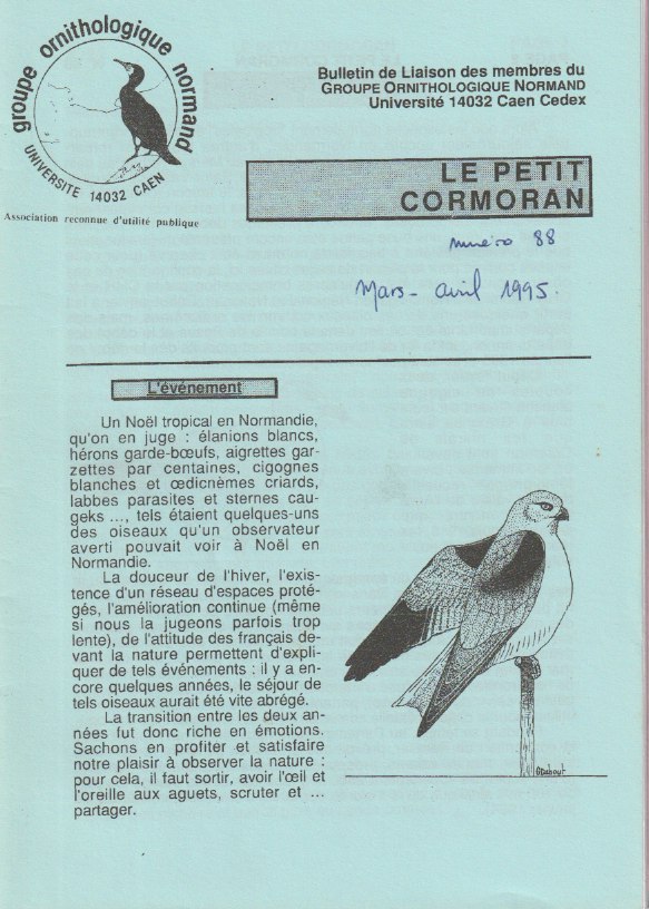 Bulletin de liaison &quot;Le Petit Cormoran&quot;, n°88 de l'année 1995 (mars-avril)