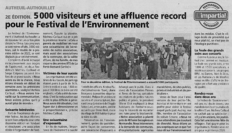 Article de presse de L'impartial journal local eurois