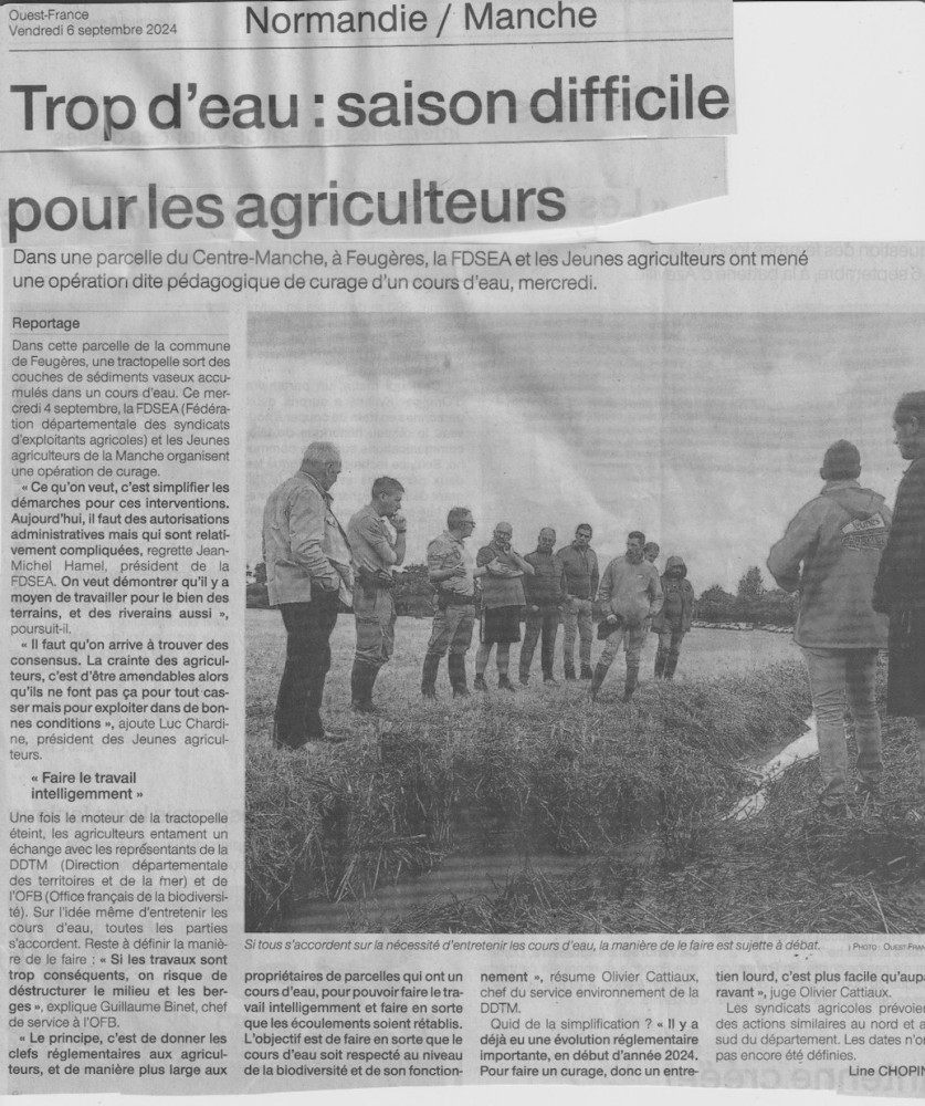 20240906-Feugères-curage-OF.jpeg (340.66 Kio) Vu 10260 fois Définir les limites de l'entretien d'un ruisseau : rencontre sur le terrain avec les responsables administratifs.