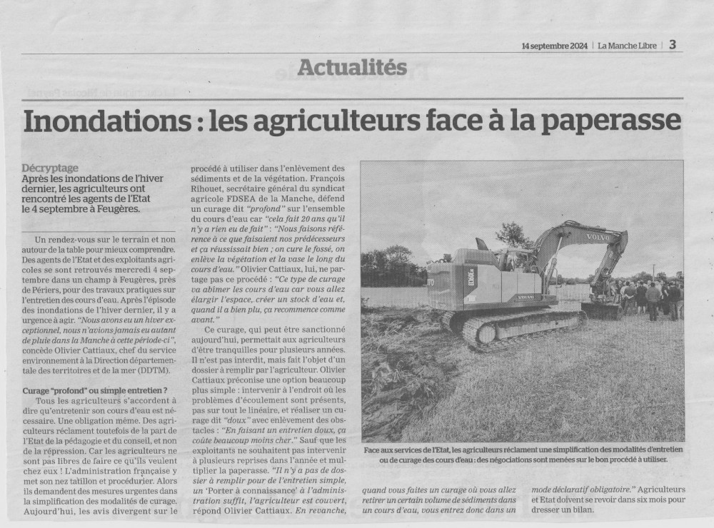 La Manche libre, éd du 14 septembre 2024
