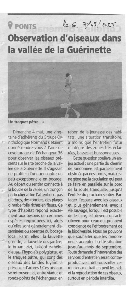 Autre version reprenant le courrier adressé par messagerie (La Gazette de la Manche)