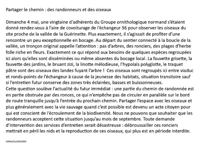 texte de motivation proposé à la presse locale