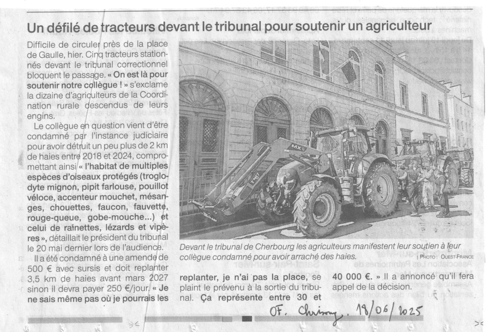 Ouest-France Cherbourg, 18 juin 2025<br />Rappel :  cliquer une fois sur le document pour une lecture plus confortable