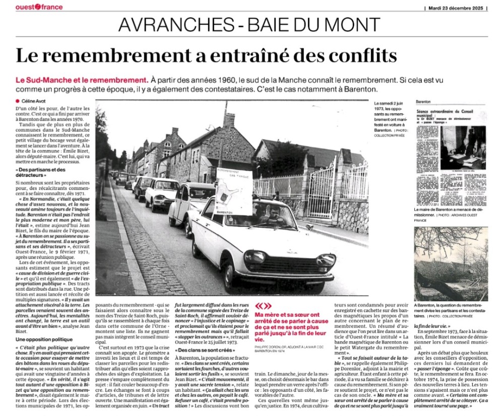 Ouest-France du 23 décembre 2025 Rubrique Avranches