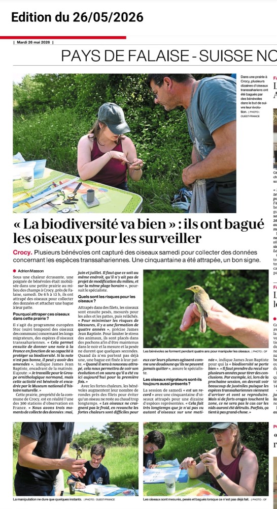 Crocy_OF_20260526.jpg (786.58 Kio) Vu 3174 fois Ouest-France Calvados 20260526