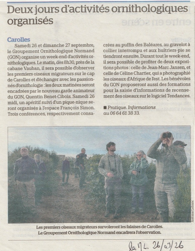 la Manche libre, 26 septembre 2026