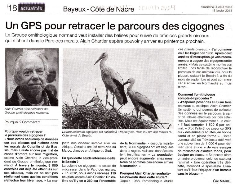 Interview d'Alain Chartier dans Ouest-France Dimanche du 18 janvier 2015
