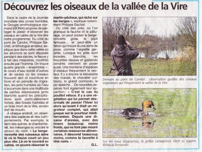 Encart de présentation d'une animation en vallée de la Vire.