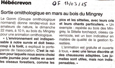 Journée mondiale de la forêt 2015. Ouest-France.