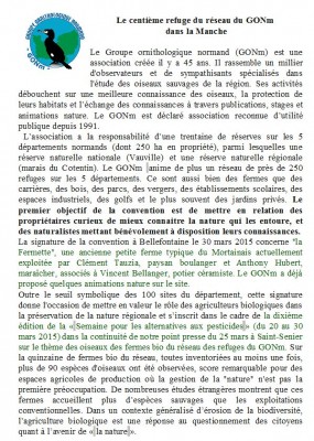 Communiqué de presse pour le 100e refuge