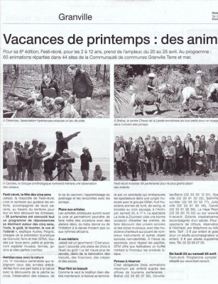 Le titre complet de l'article est : &quot;Vacances de printemps des animations pour tous&quot;