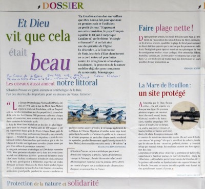 Bulletin paroissial de Granville. Dossier nature.