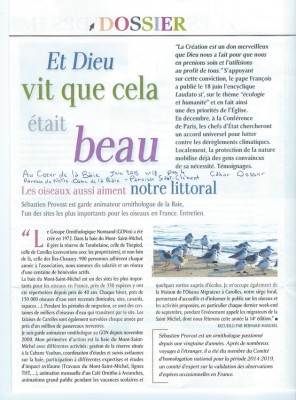 Portrait d'un ornithologue. Bulletin paroissial de Granville. Dossier nature.