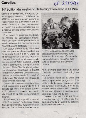 Symbolique : le cliché est dit &quot;Archives Ouest-France&quot;, ce qui veut dire que l'ornithologie est entrée dans la mémoire de la rédaction.