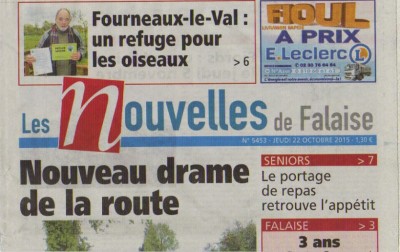 La une des &quot;Nouvelles de Falaise&quot;