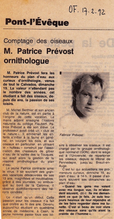 Ouest-France 17 janvier 1992<br />Pour annoncer le comptage, un portrait bien composé.