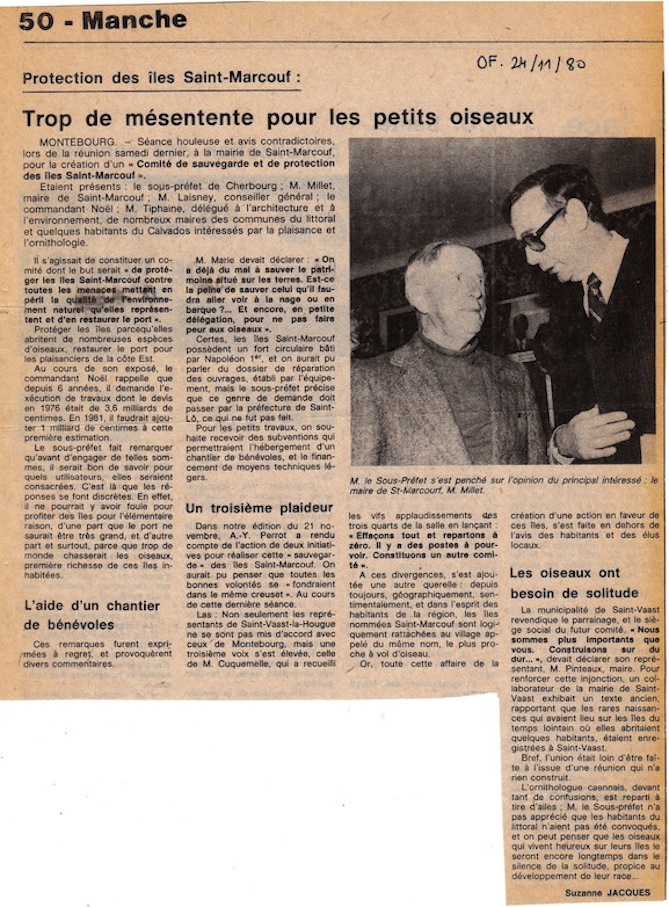 Ouest-France, publication du 24 novembre 1980.