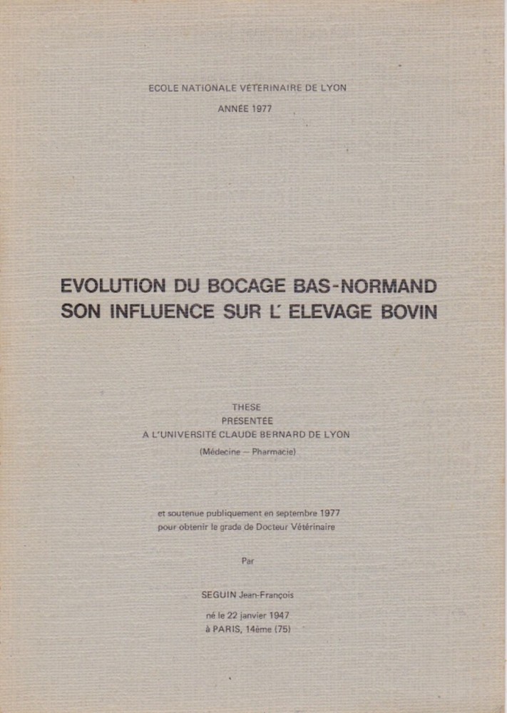 Thèse de doctorat vétérinaire en lien avec l'évolution du bocage