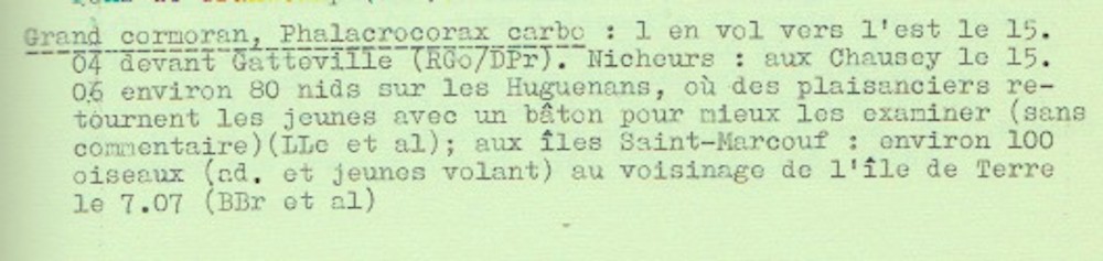 extrait de la chronique ornithologique mars-août 1968; page 6