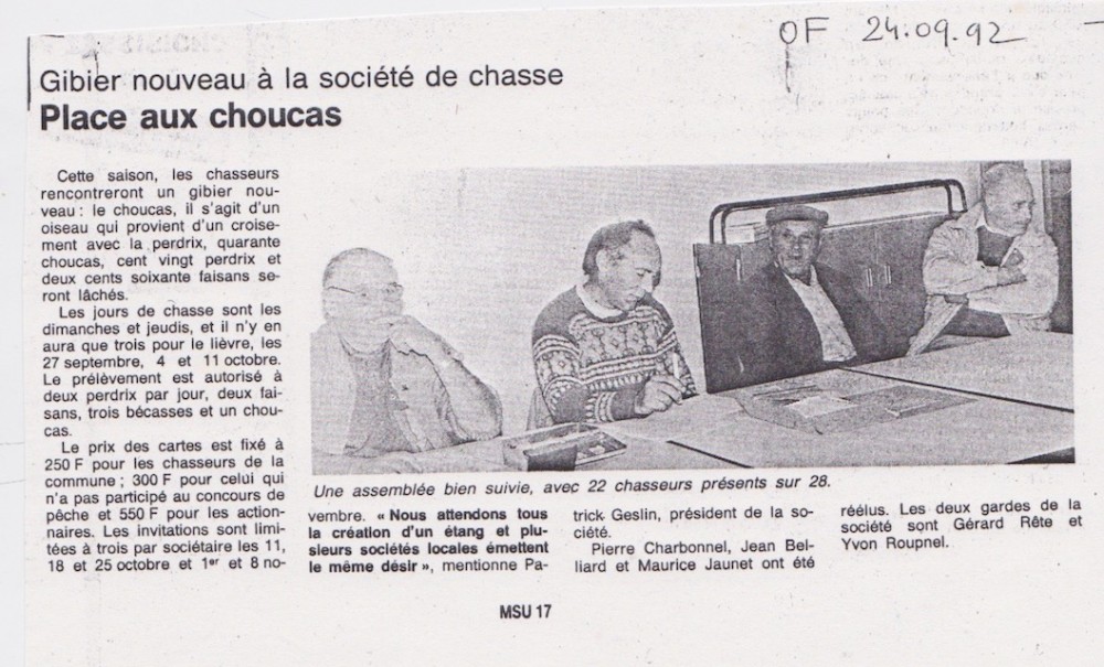 Ouest-France, 24 septembre 1992; commune inconnue.