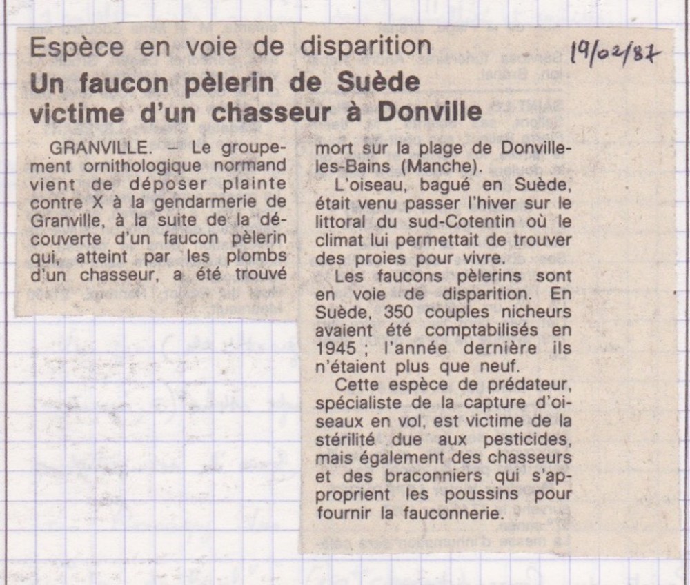 Ouest-France, page Granville, 19 février 1987<br />Archives J Collette, cahier 8 page 18