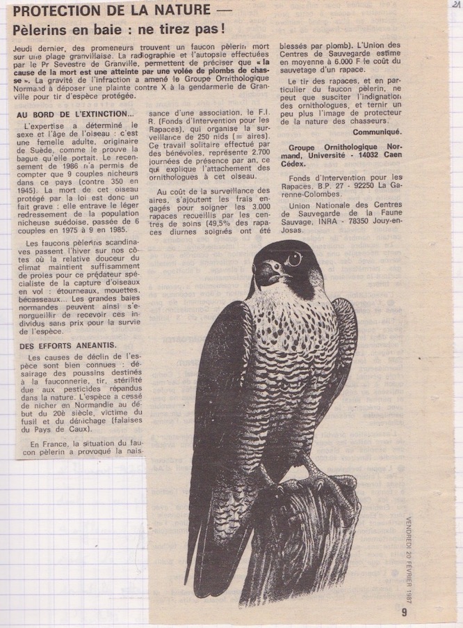 La Gazette de la Manche, 20 février 1987<br />Archives J. Collette, cahier 8 page 21