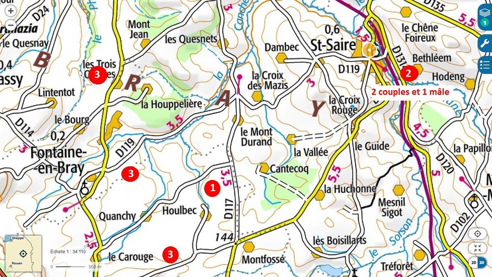 Emplacement des nids de pie-grièche écorcheur