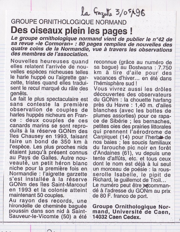 La Gazette de la Manche édition du 3 mai 1996