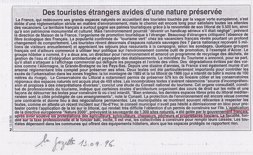 La Gazette de la Manche, édition du 13 septembre 1996