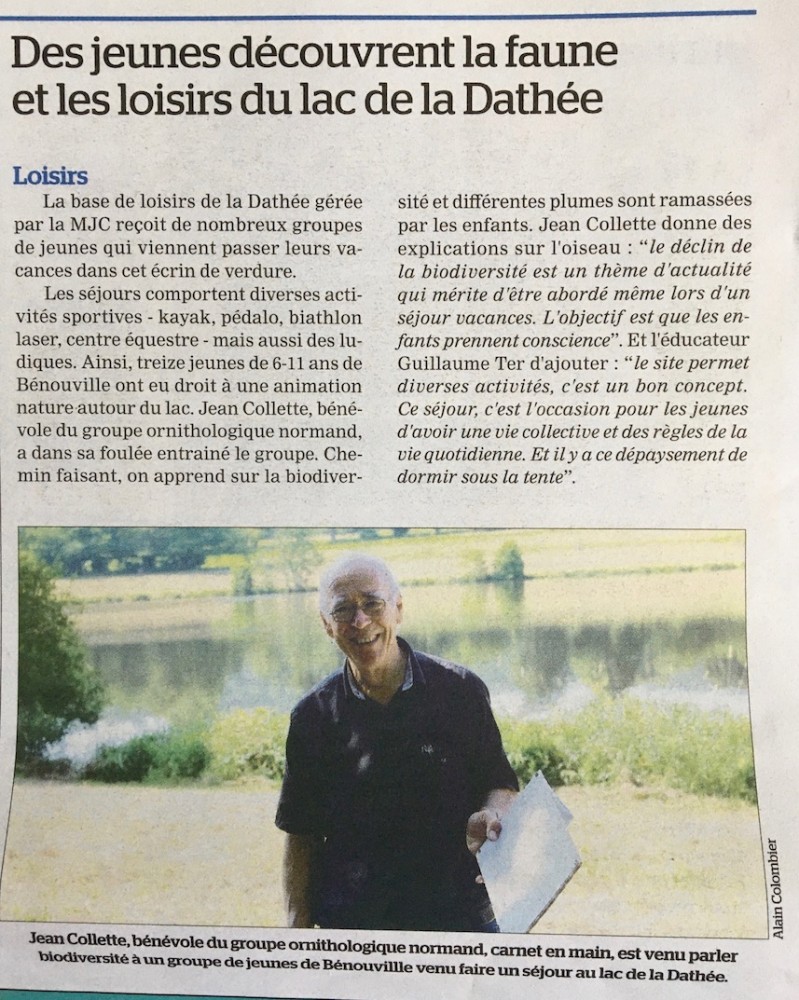 La Manche libre du 31 juillet 2021. Le journaliste de Ouest-France parle la joie des enfants dans son titre. Il faut croire que l'animateur était aussi joyeux!...