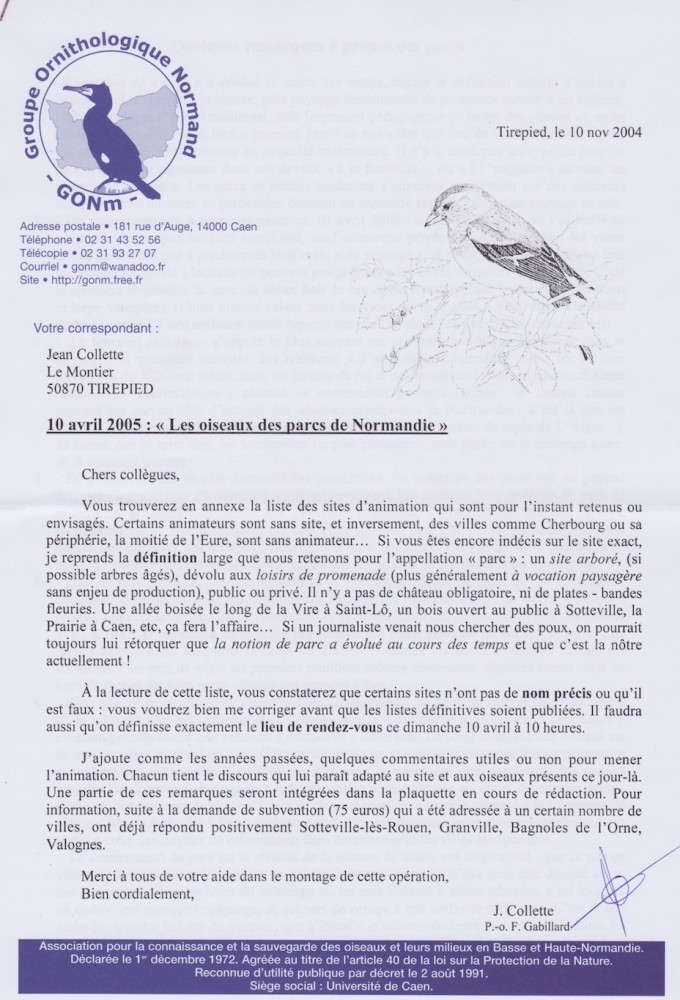 Courrier aux animateurs, 10 novembre 2004