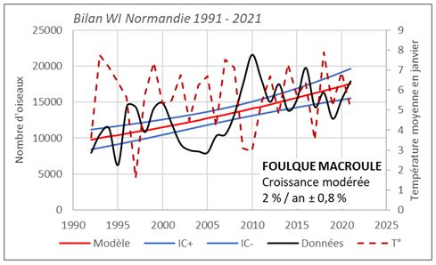 Evolution des populations de foulque macroule hivernante (données Wetlands International)