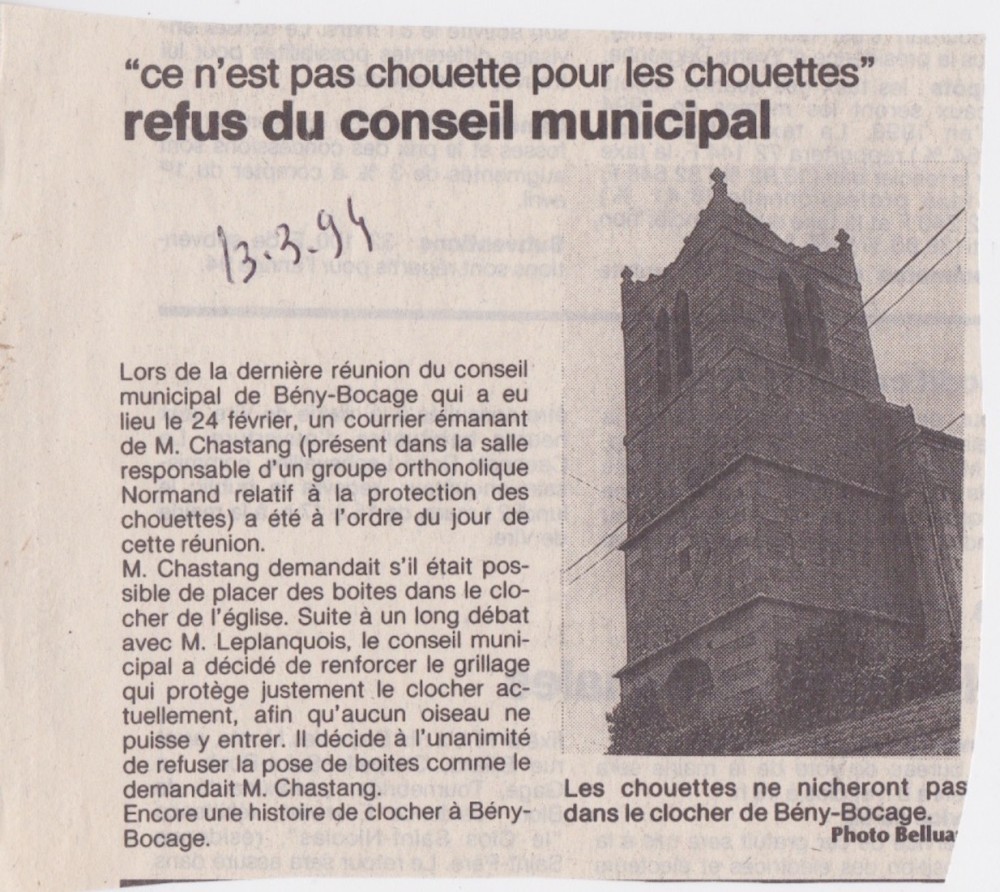 1994 03 13-BENY-BOCAGE-effraie-nichoir- la ML.jpeg (390.22 Kio) Vu 8700 fois le Bocage Libre/La Manche libre, 13 mars 1994