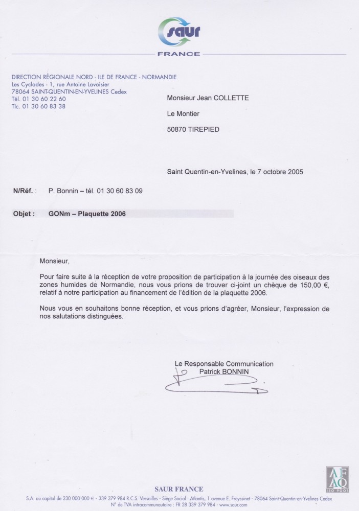20051007- Participation SAUR.jpeg (397.22 Kio) Vu 8351 fois Participation d'une entreprise